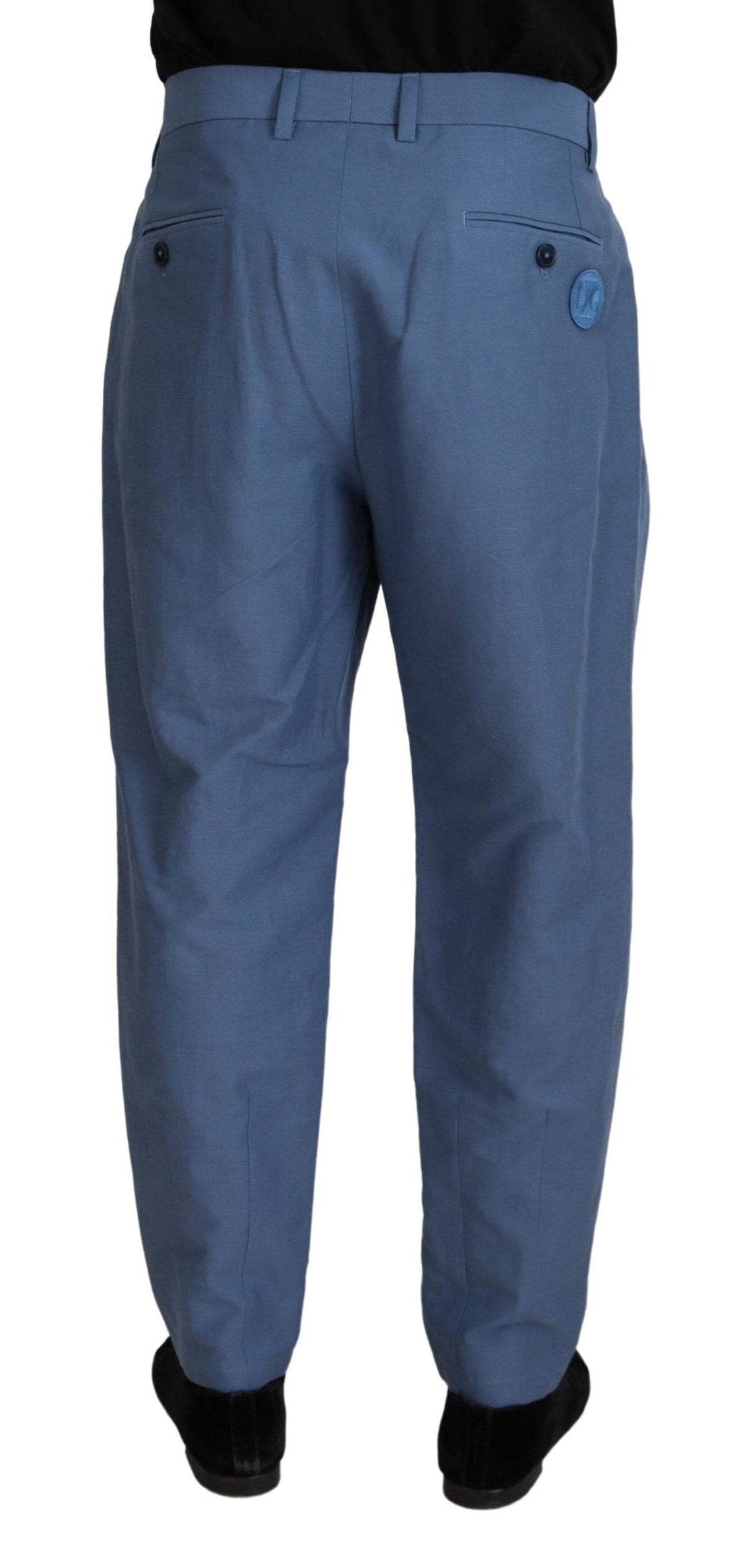 Pantalon élégant en lin et coton bleu Dolce &amp; Gabbana