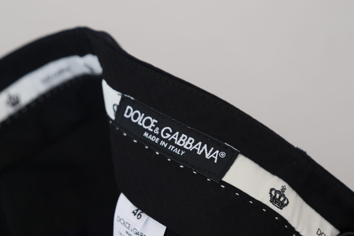 Pantalon élégant en laine mélangée noire Dolce &amp; Gabbana