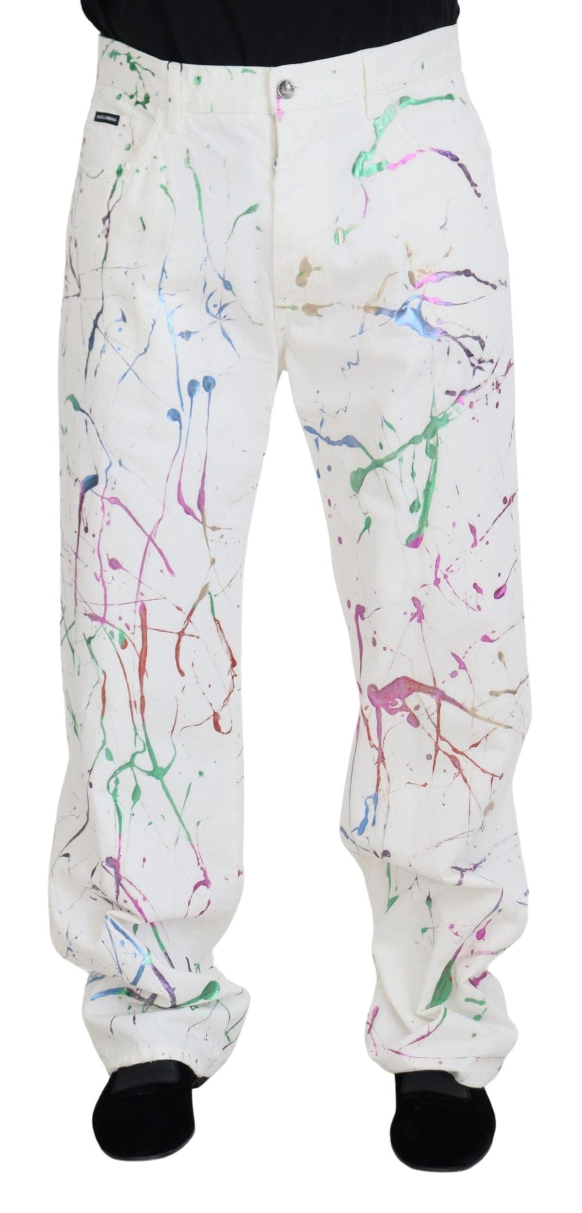 Pantalones vaqueros con estampado elegante de salpicaduras blancas de Dolce &amp; Gabbana