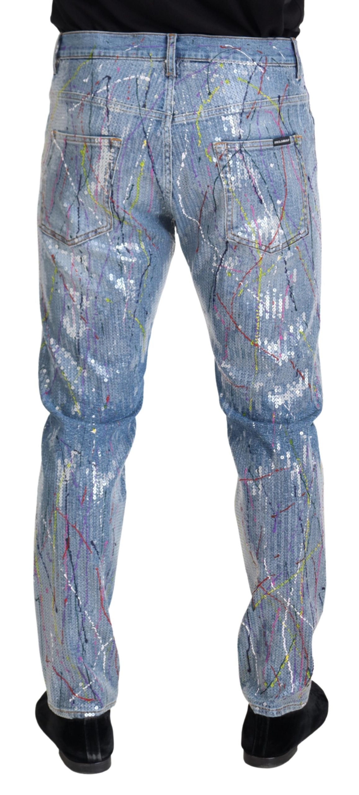 Pantalon en denim Dolce &amp; Gabbana à motif exquis de couleurs vives