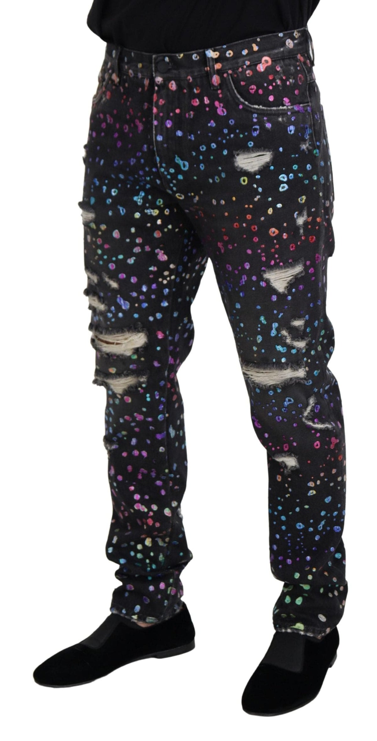 Dolce & Gabbana Elegant Multicolor Printed Denim Pants