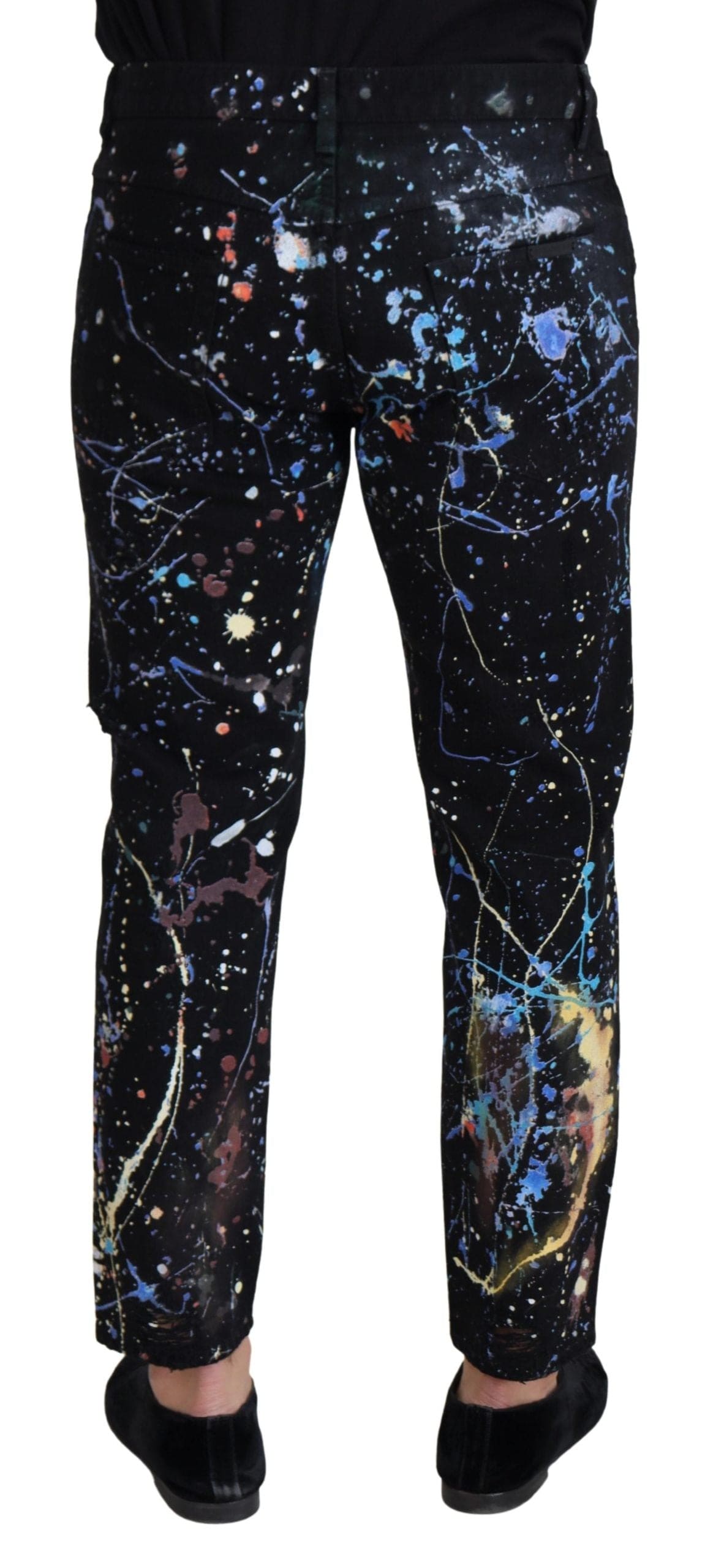 Pantalon en denim à imprimé splash de couleur exquis de Dolce &amp; Gabbana