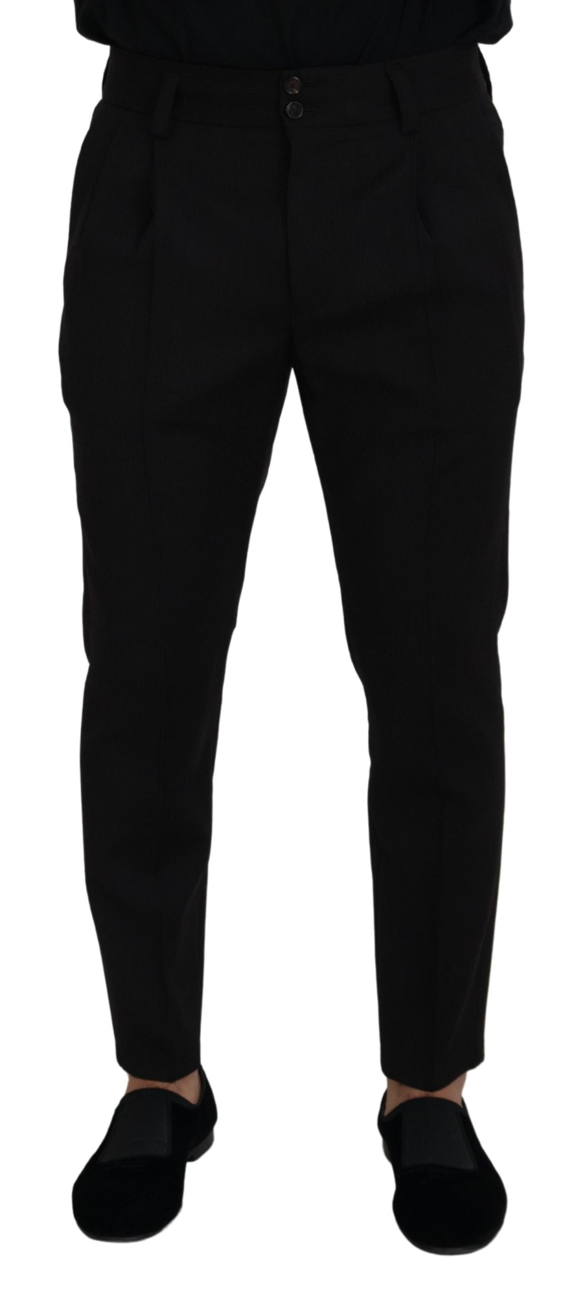 Pantalon élégant en laine vierge noire Dolce &amp; Gabbana