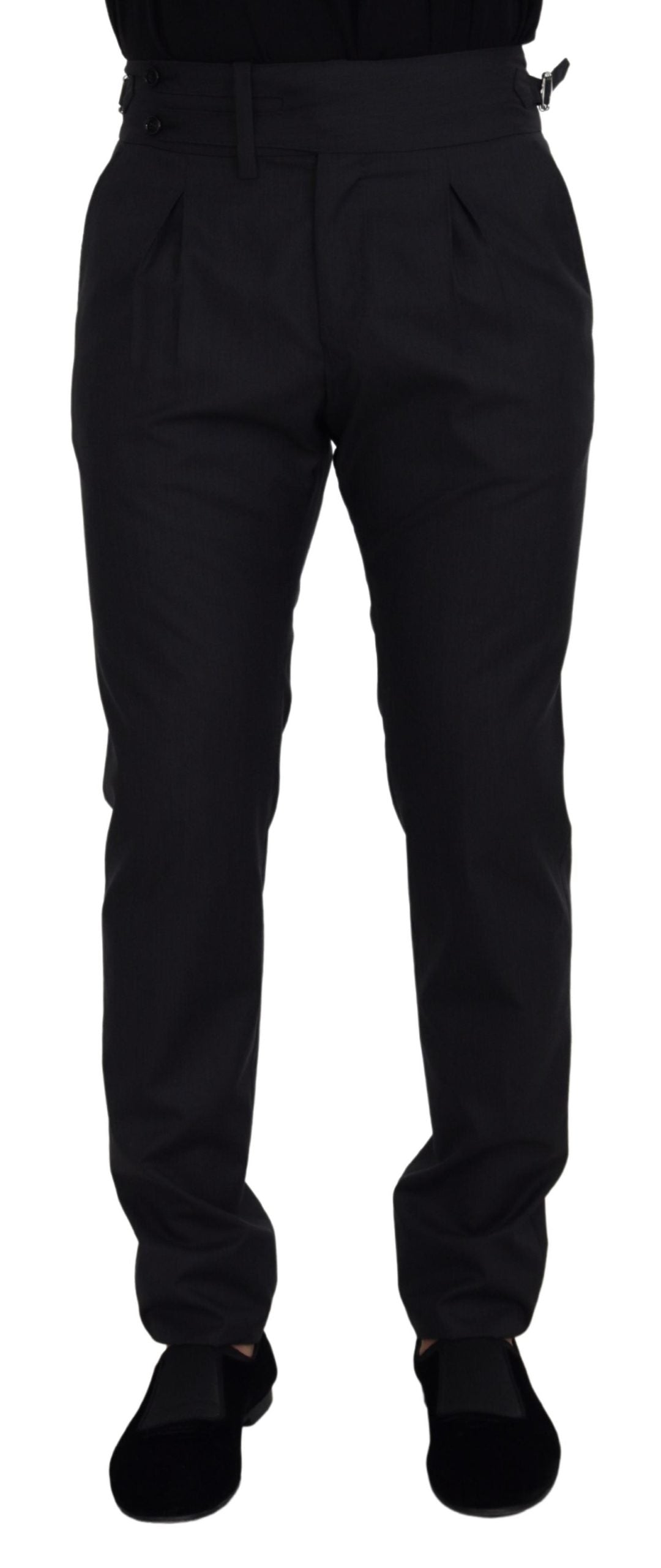 Pantalon élégant en laine et soie gris foncé Dolce &amp; Gabbana