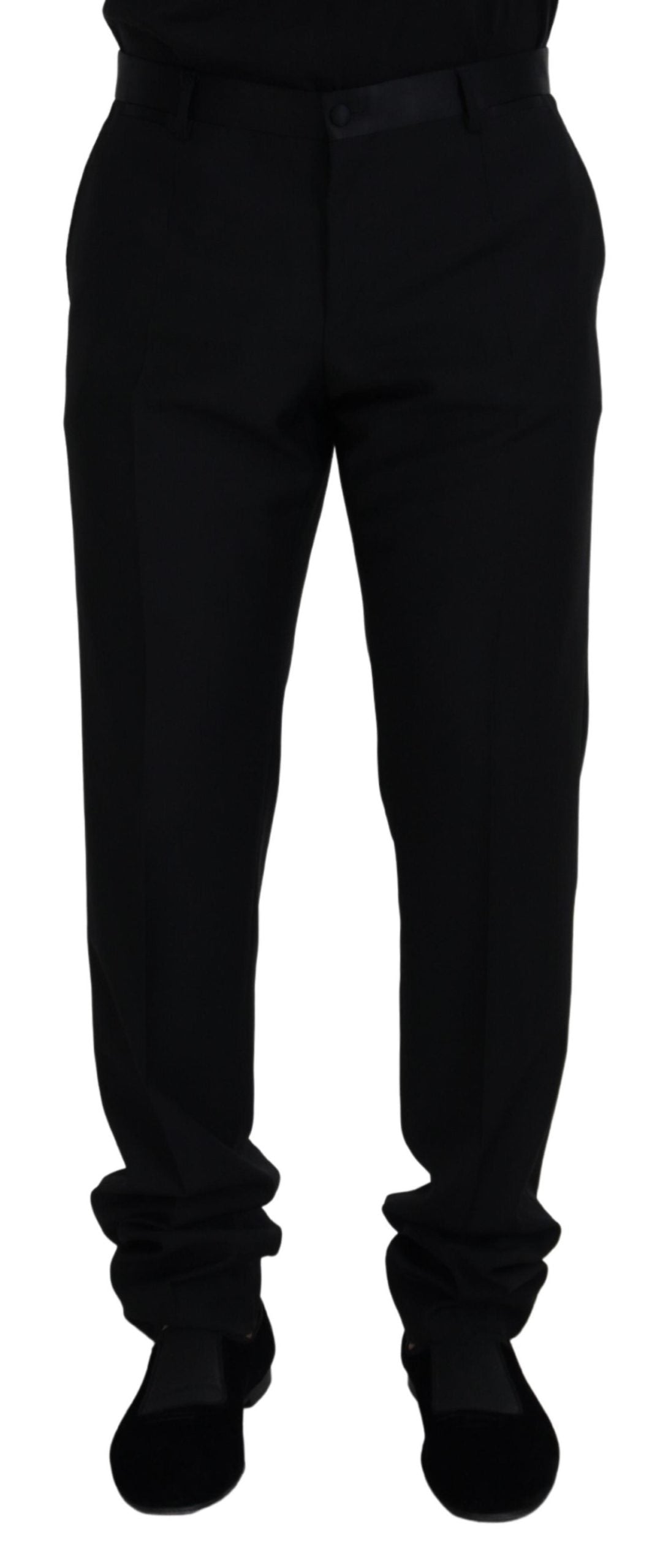 Pantalon élégant en laine vierge mélangée noire Dolce &amp; Gabbana