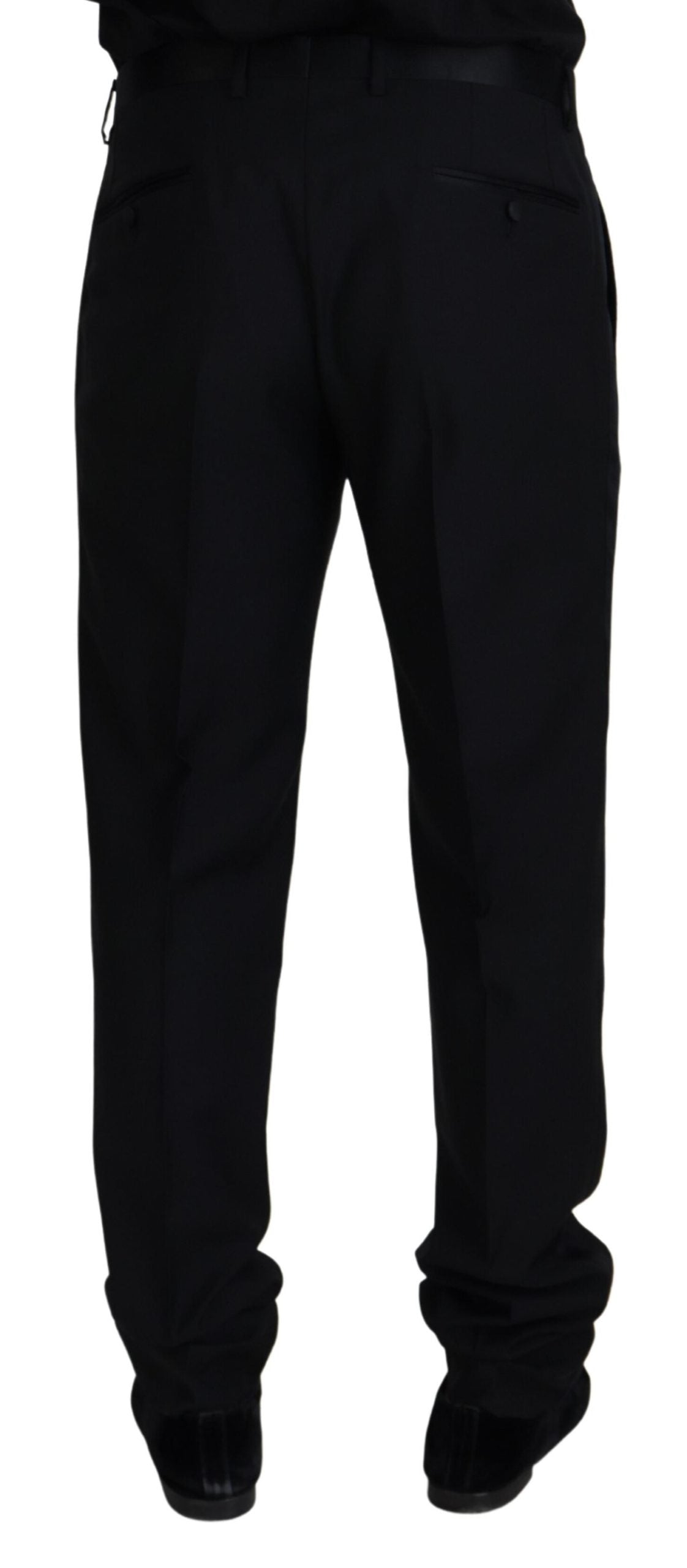 Pantalon élégant en laine vierge mélangée noire Dolce &amp; Gabbana