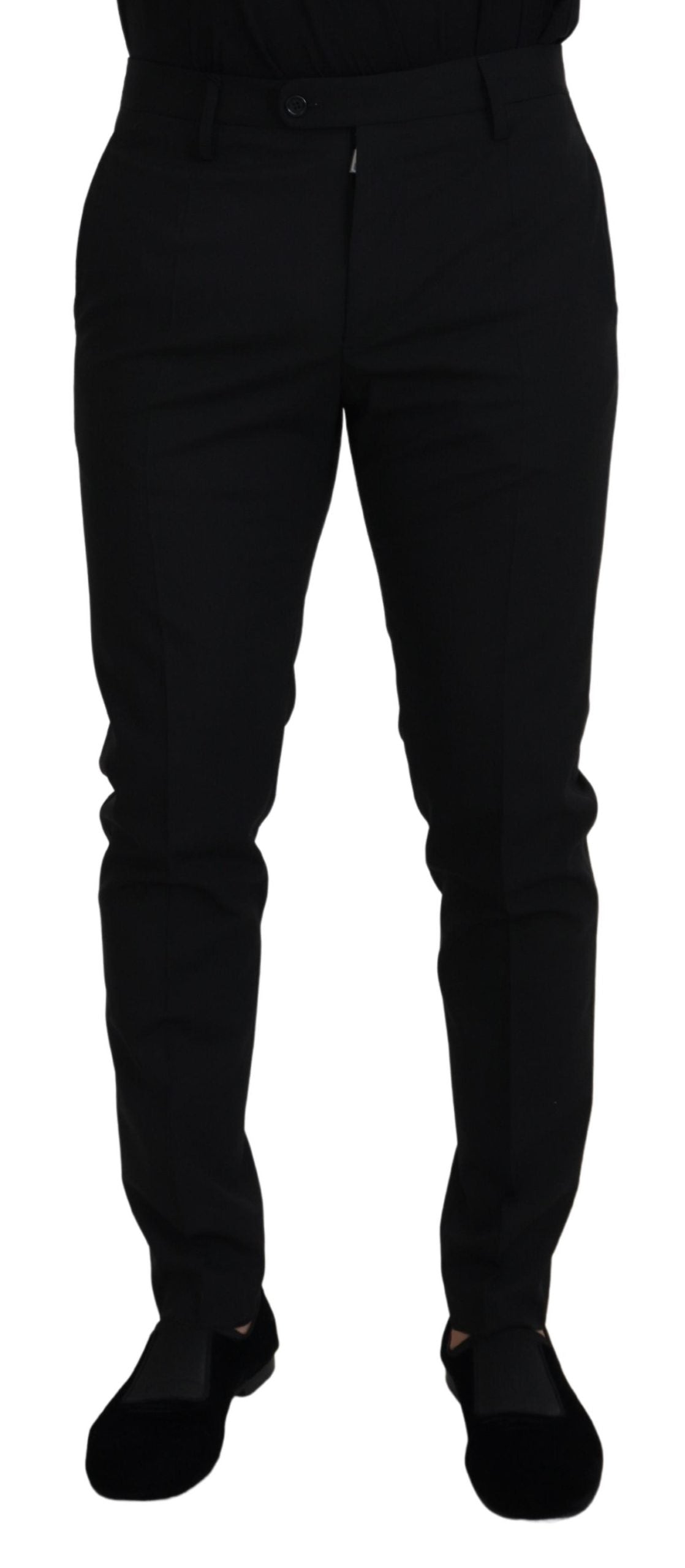 Pantalon élégant en laine mélangée noire Dolce &amp; Gabbana