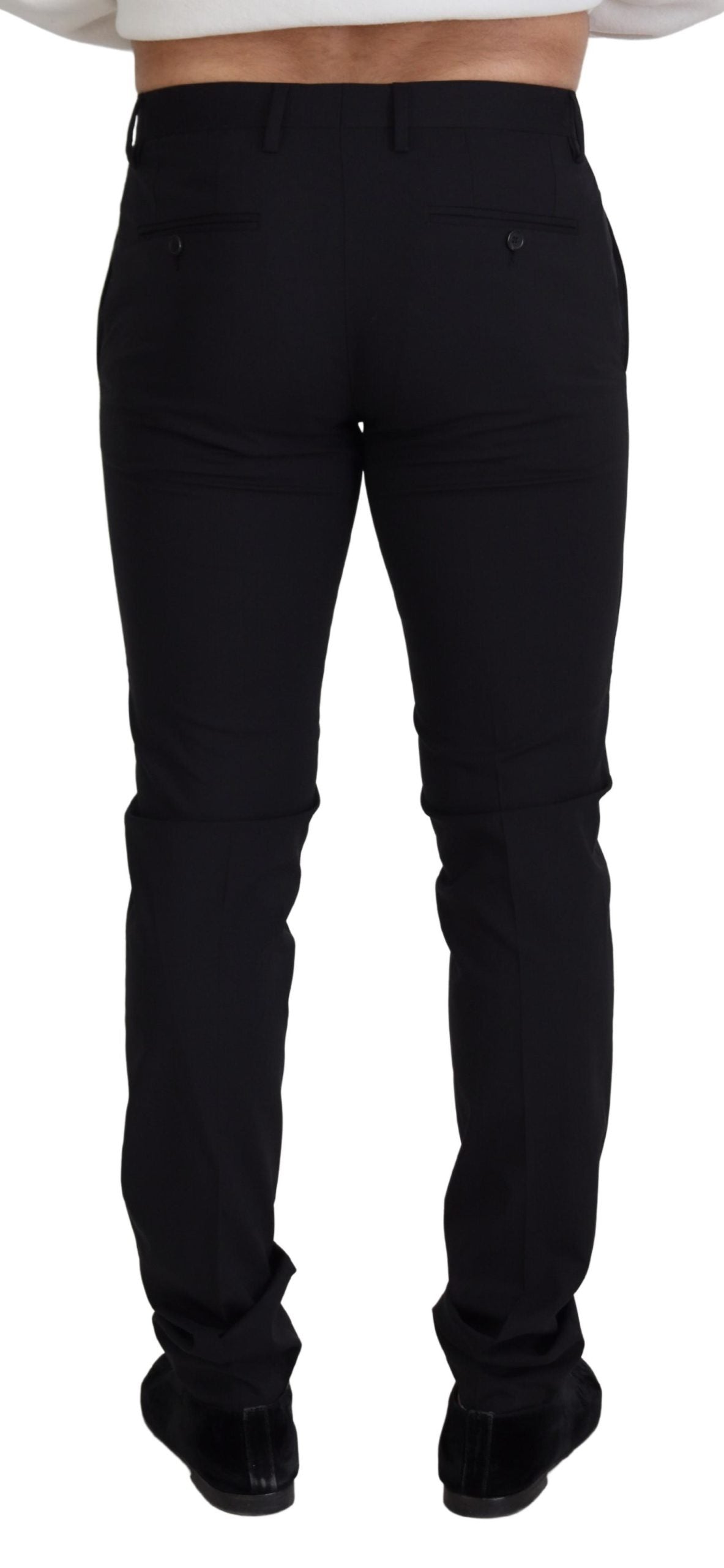 Pantalon élégant en laine mélangée noire Dolce &amp; Gabbana