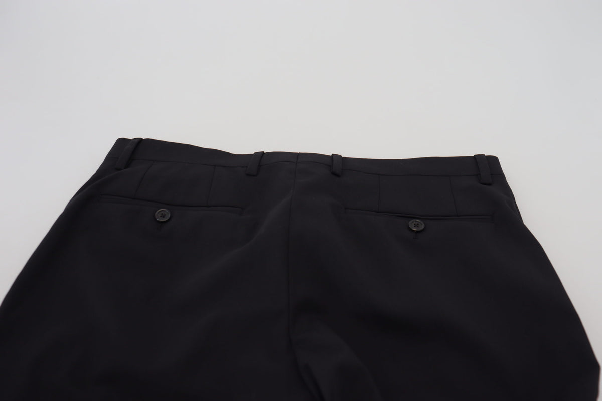 Pantalon élégant en laine mélangée noire Dolce &amp; Gabbana