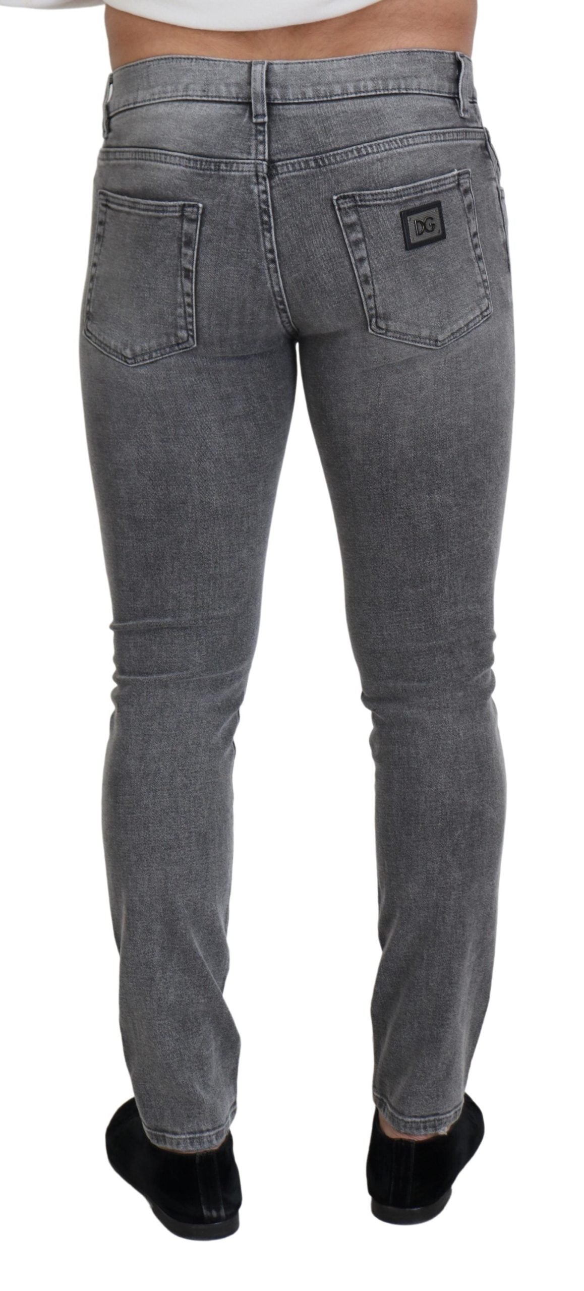 Pantalon en denim délavé gris chic Dolce &amp; Gabbana