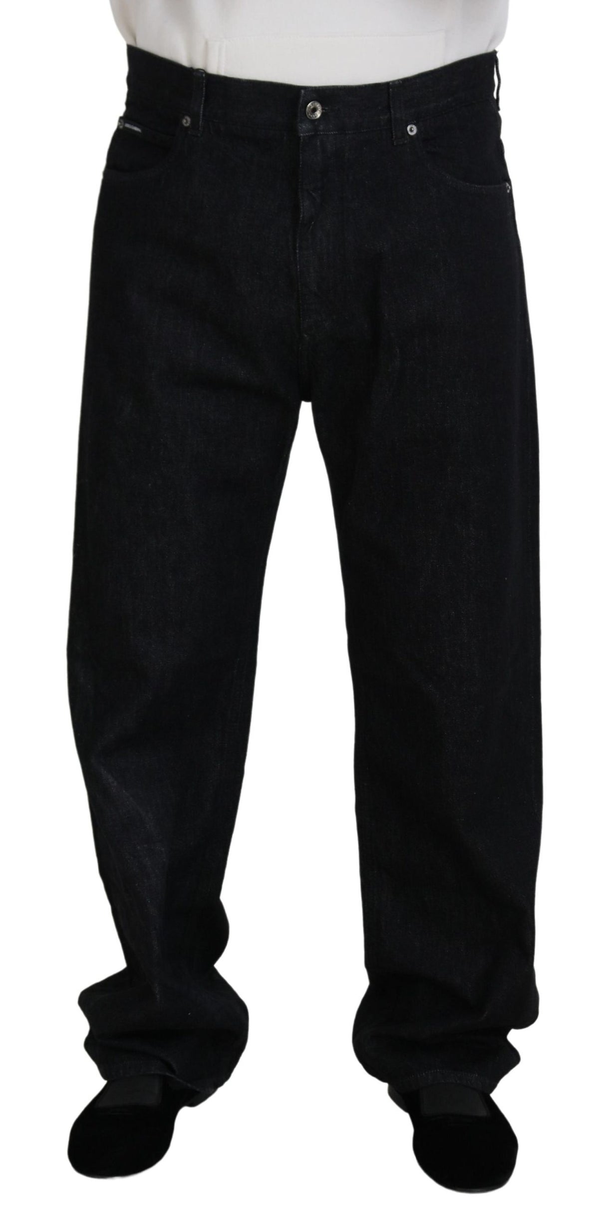 Pantalon en denim noir délavé élégant Dolce &amp; Gabbana en coton de luxe