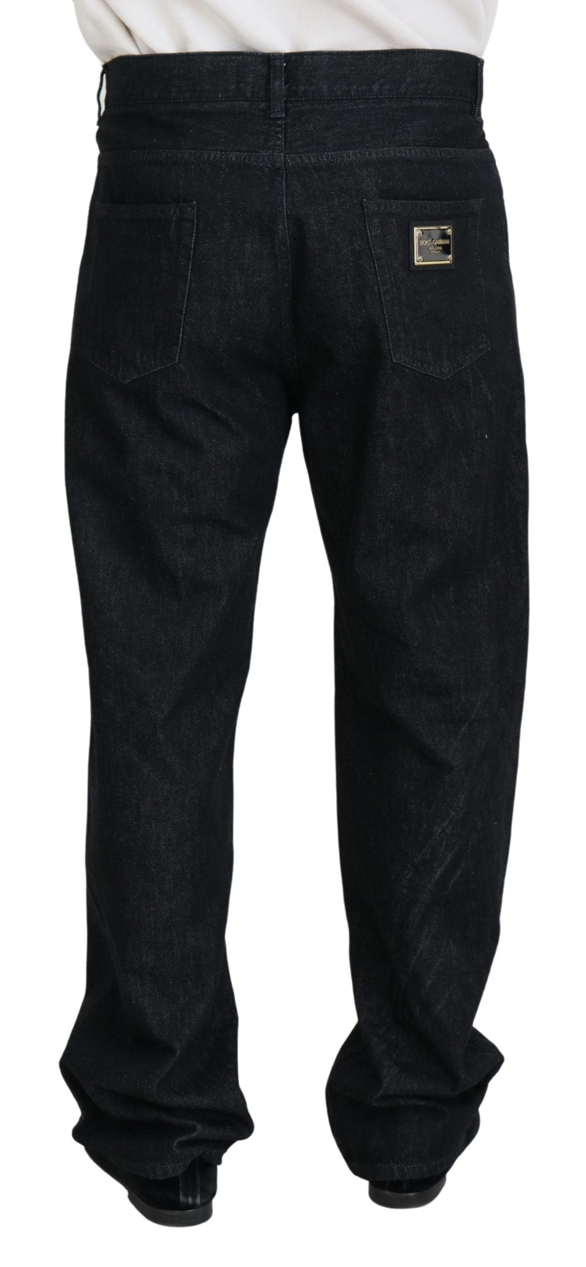 Pantalon en denim noir délavé élégant Dolce &amp; Gabbana en coton de luxe