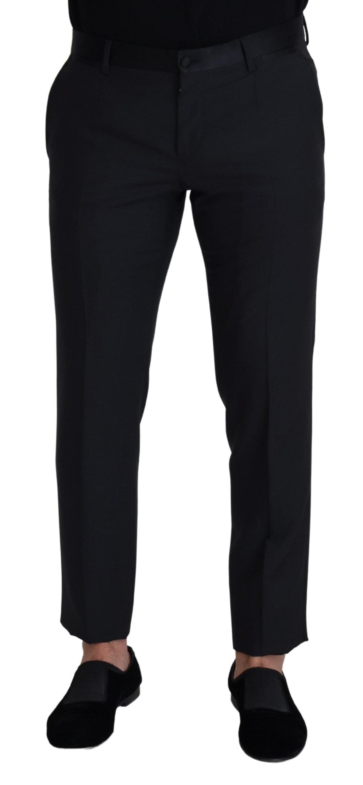 Pantalon élégant en laine mélangée noire Dolce &amp; Gabbana