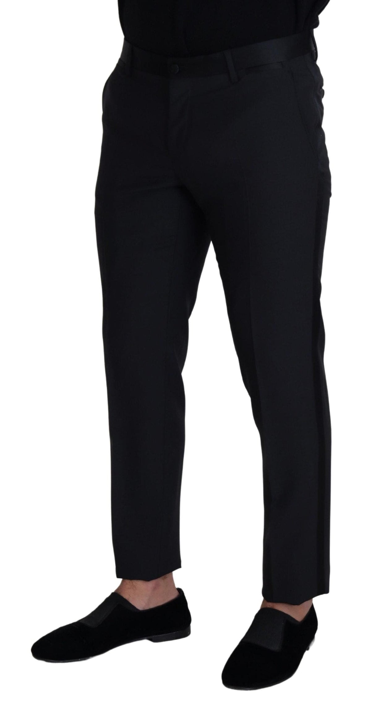 Pantalon élégant en laine mélangée noire Dolce &amp; Gabbana