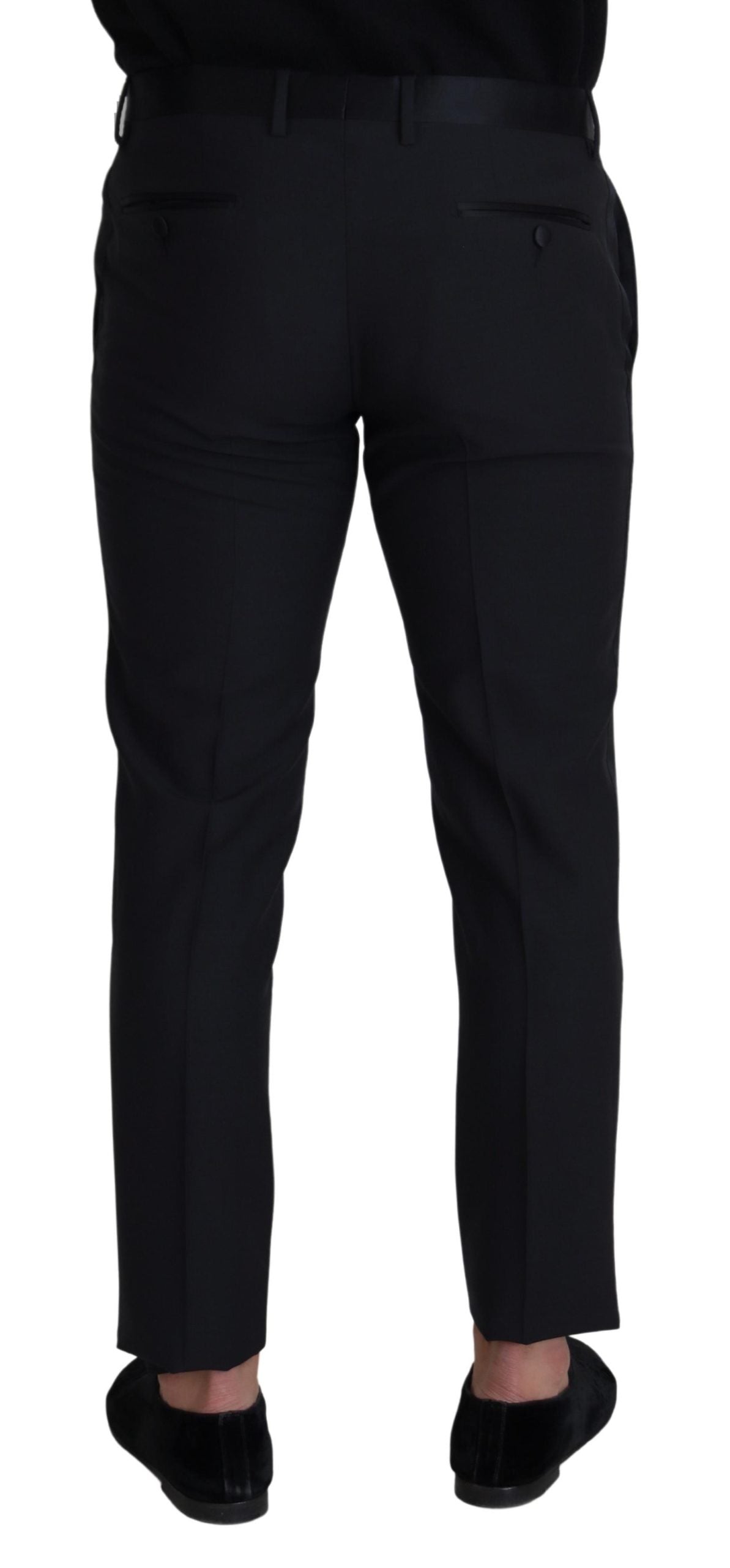 Pantalon élégant en laine mélangée noire Dolce &amp; Gabbana