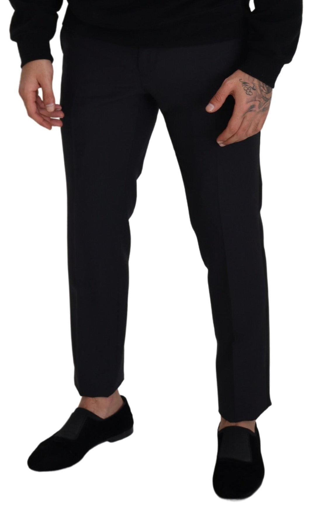 Pantalon élégant en laine mélangée noire Dolce &amp; Gabbana