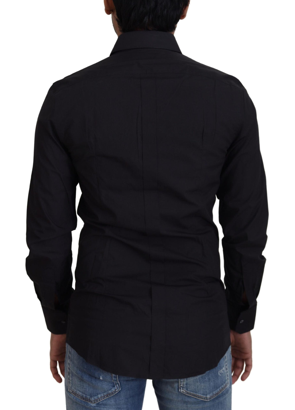 Chemise habillée en coton noir coupe slim élégante Dolce &amp; Gabbana