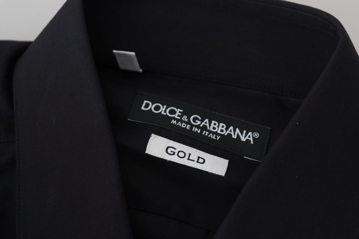 Chemise habillée en coton noir coupe slim élégante Dolce &amp; Gabbana