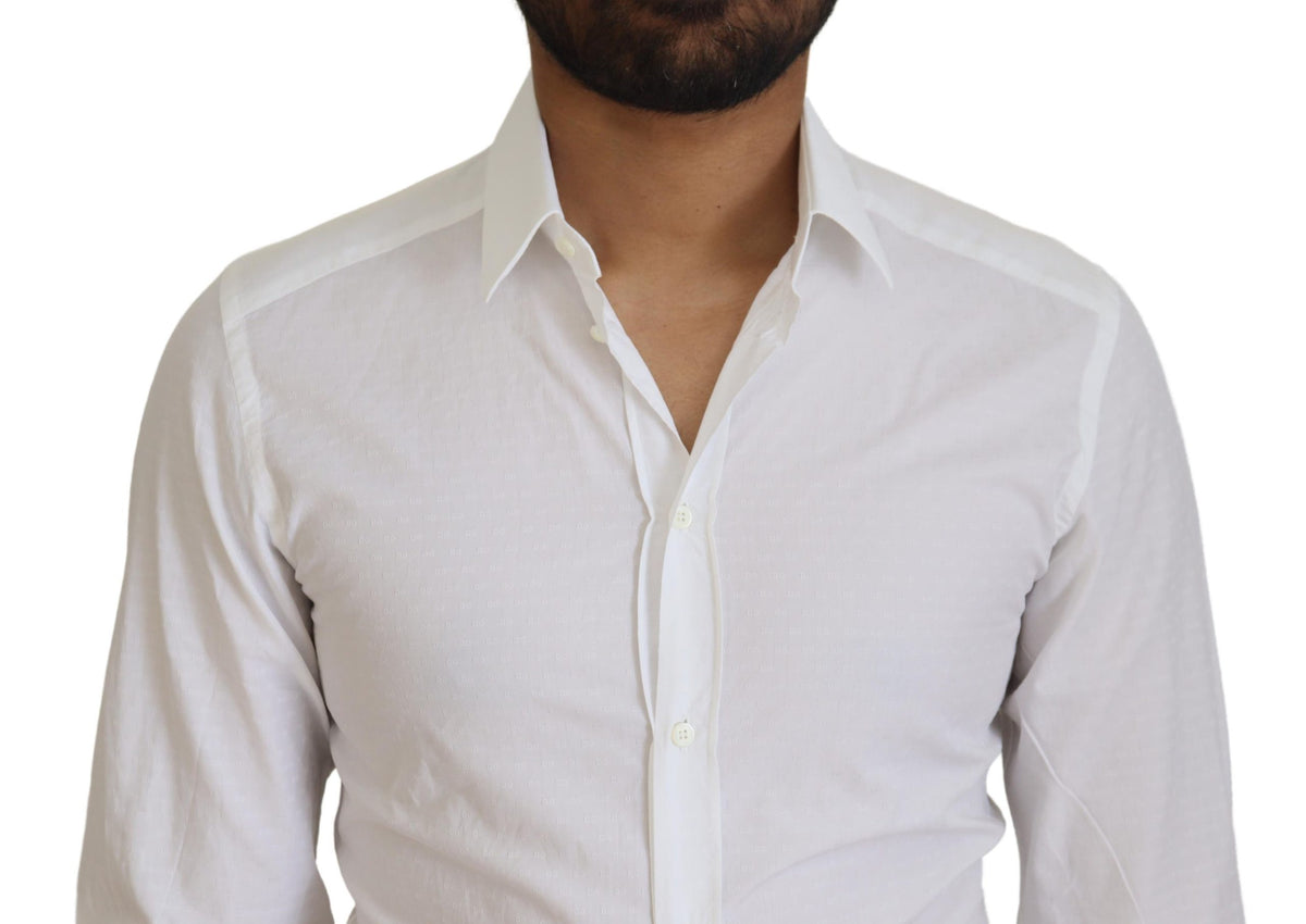 Camisa elegante de algodón blanca de Dolce &amp; Gabbana de corte ajustado