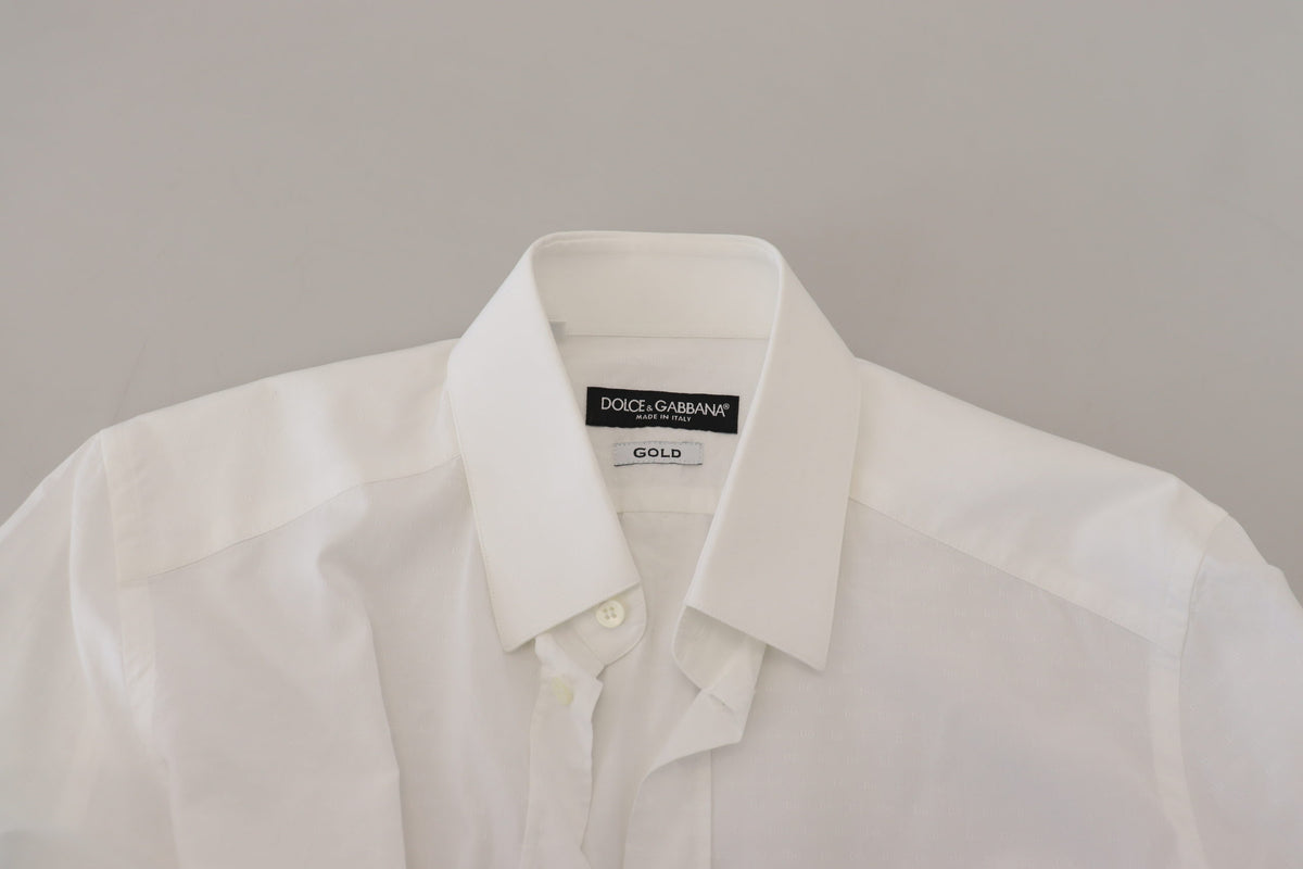 Camisa elegante de algodón blanca de Dolce &amp; Gabbana de corte ajustado