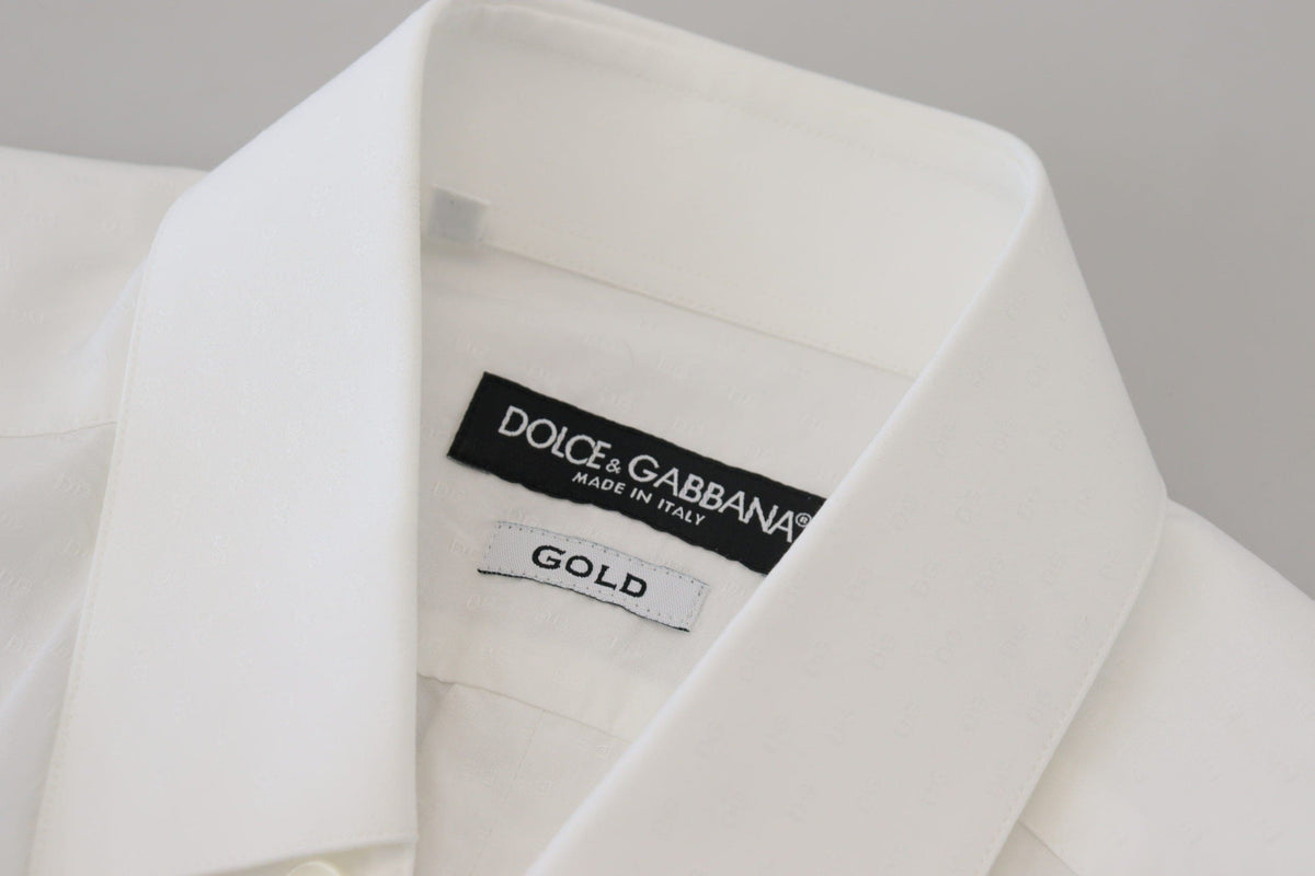 Camisa elegante de algodón blanca de Dolce &amp; Gabbana de corte ajustado