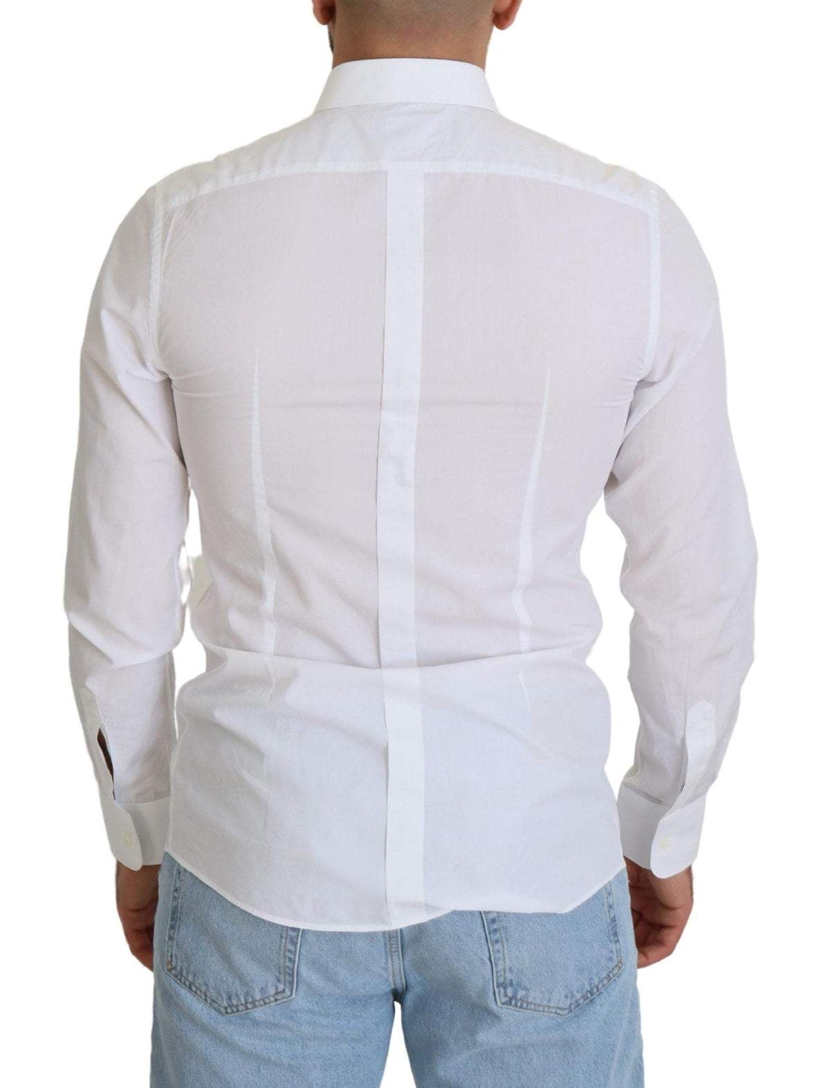 Camisa elegante de popelina de algodón blanca de corte entallado de Dolce &amp; Gabbana