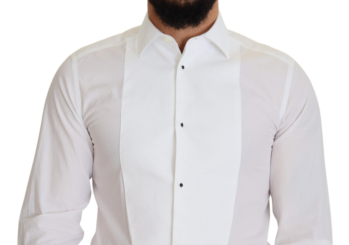 Camisa elegante de popelina de algodón blanca de corte entallado de Dolce &amp; Gabbana