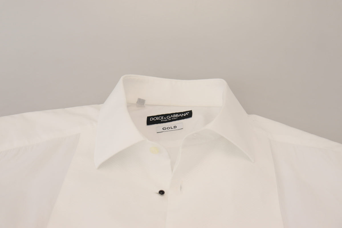 Camisa elegante de popelina de algodón blanca de corte entallado de Dolce &amp; Gabbana