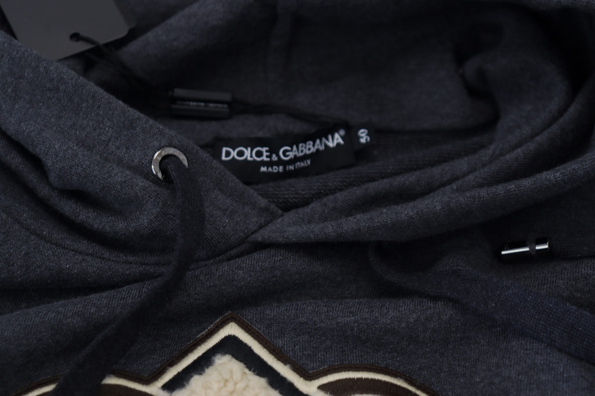 Sudadera con capucha de algodón gris elegante de Dolce &amp; Gabbana