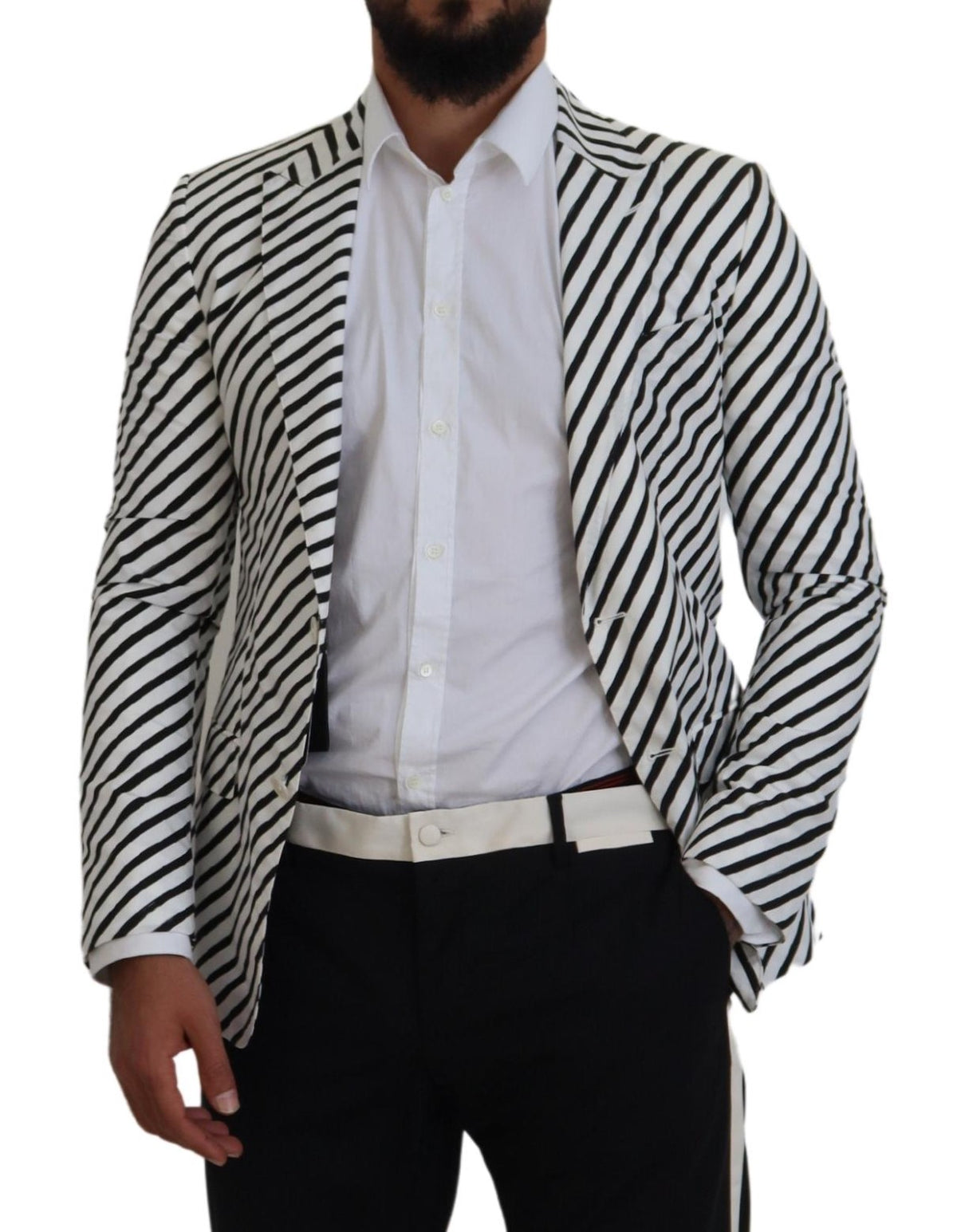 Blazer elegante de rayas blancas con botonadura sencilla de Dolce &amp; Gabbana