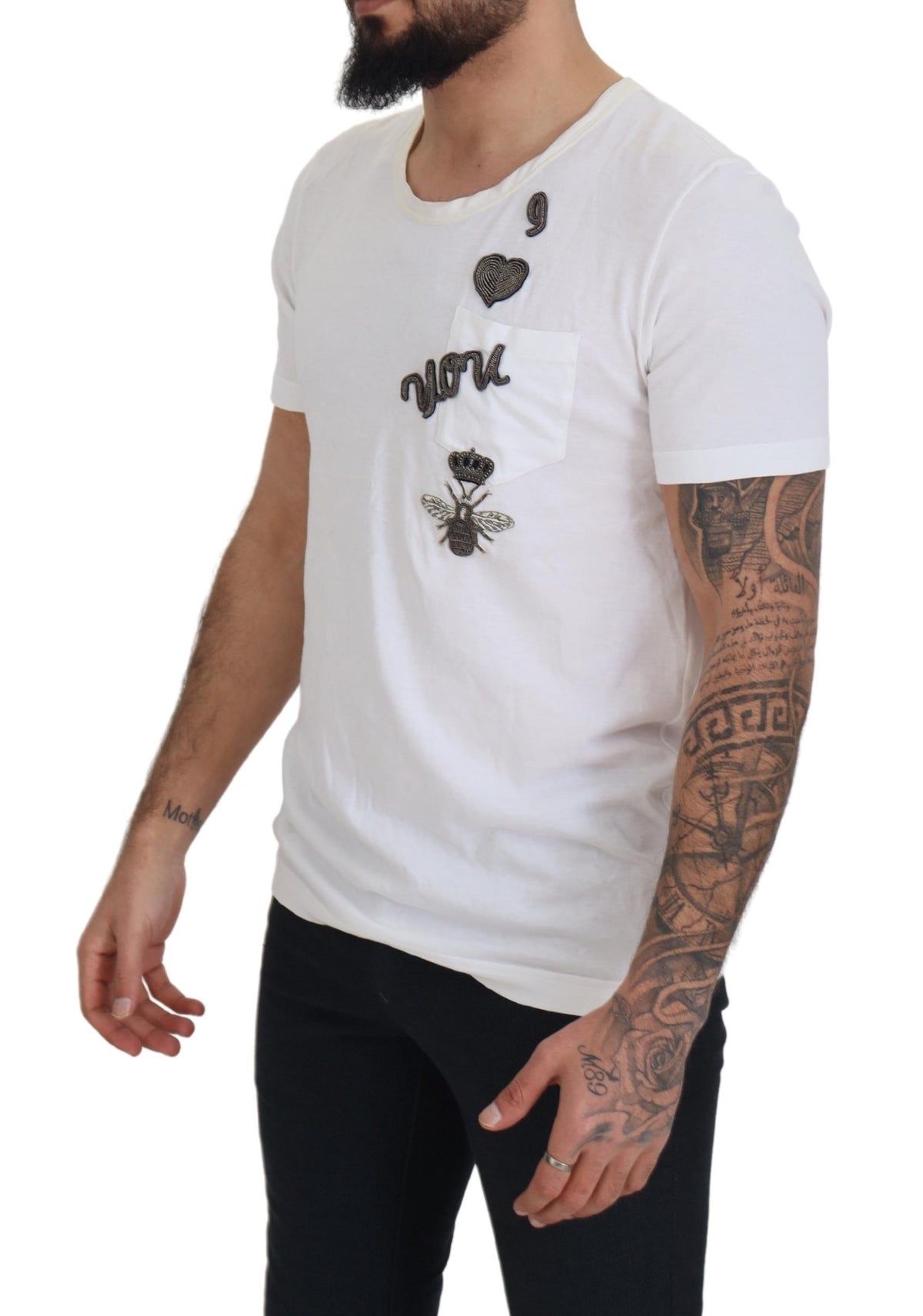 T-shirt ras du cou en coton et soie blanc élégant Dolce &amp; Gabbana