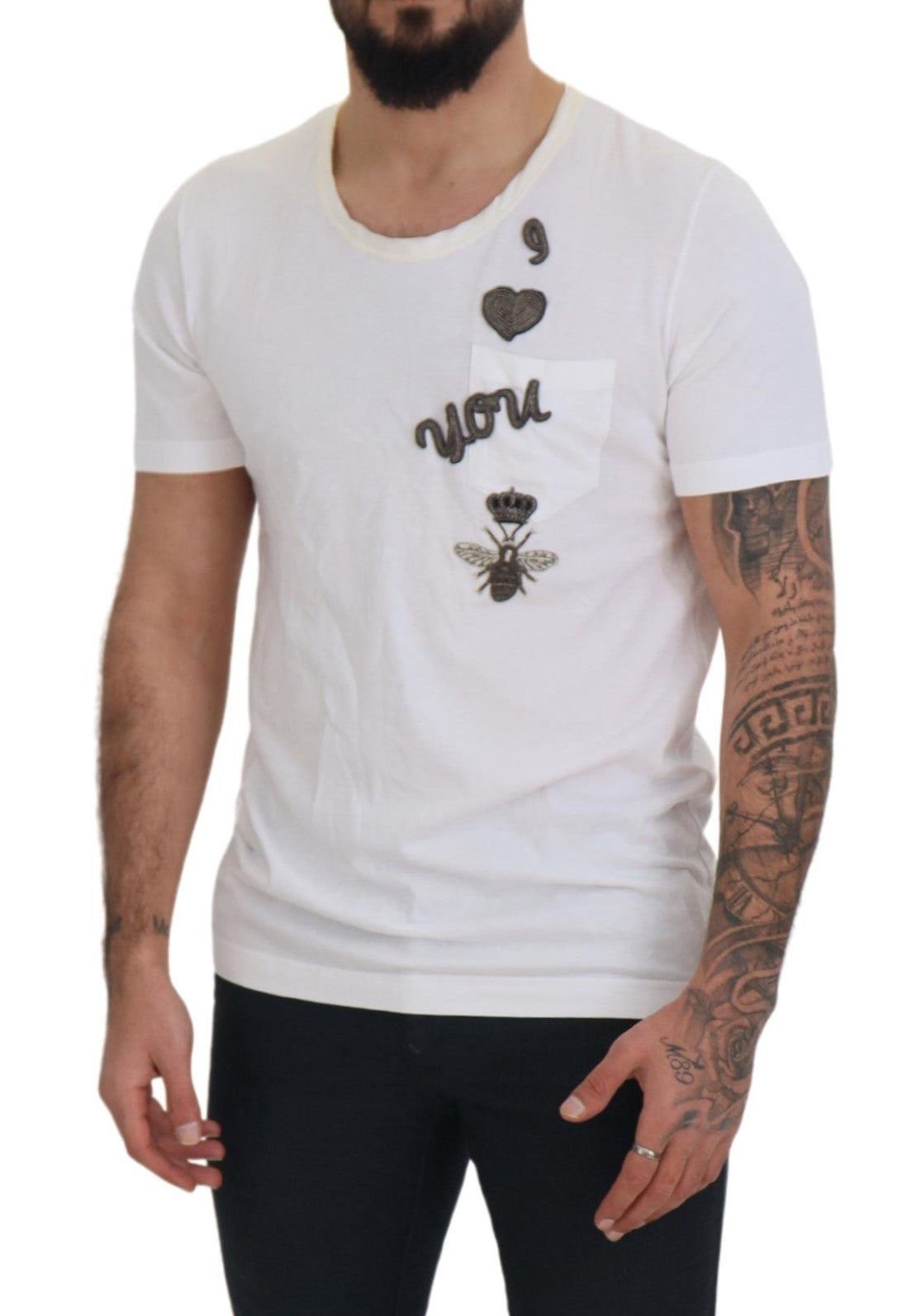 T-shirt ras du cou en coton et soie blanc élégant Dolce &amp; Gabbana