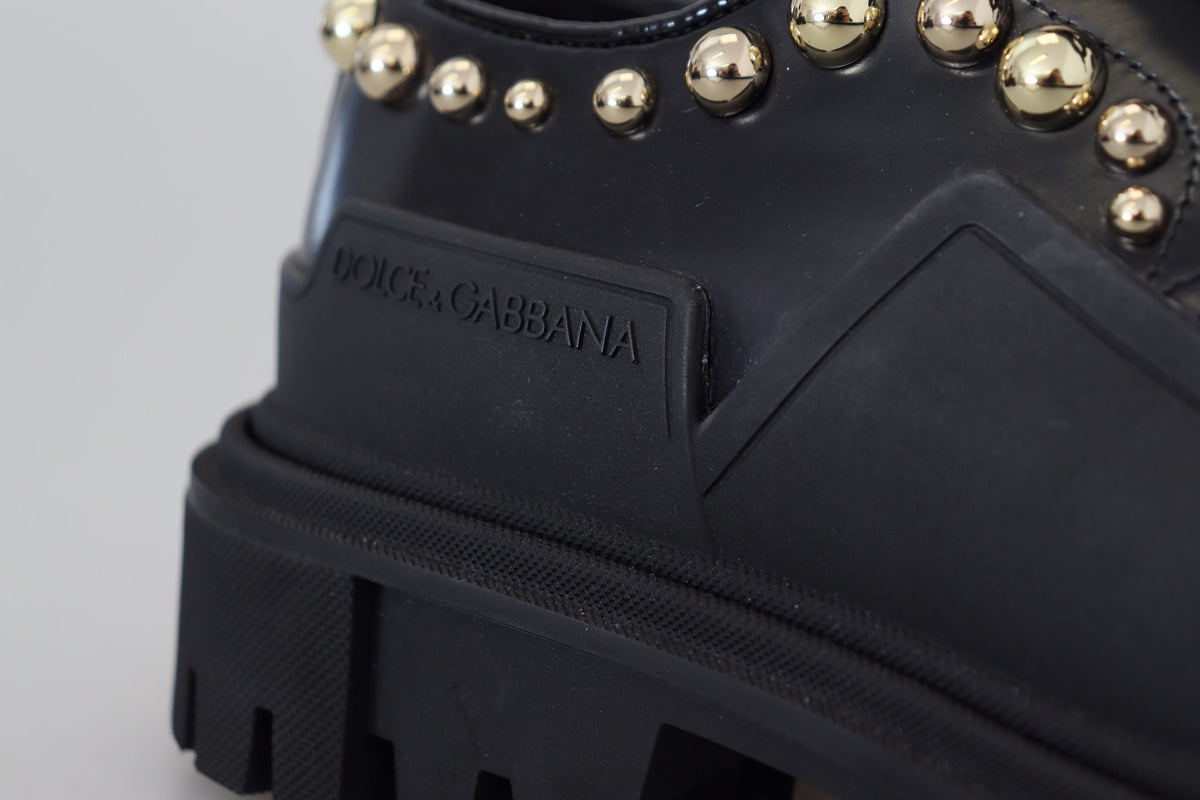 Zapatos Derby de piel negros atemporales de Dolce &amp; Gabbana con detalles glamorosos