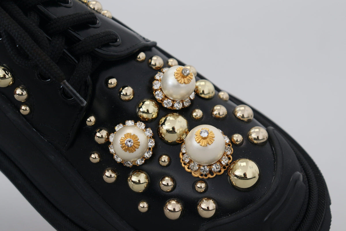 Zapatos Derby de piel negros atemporales de Dolce &amp; Gabbana con detalles glamorosos