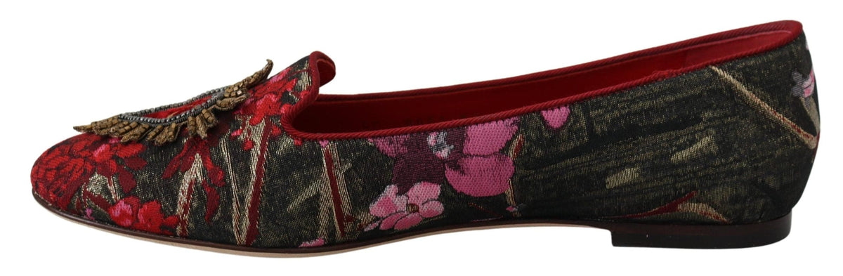 Ballerines en cuir et tissu multicolores Dolce &amp; Gabbana avec patch Sacré-Cœur