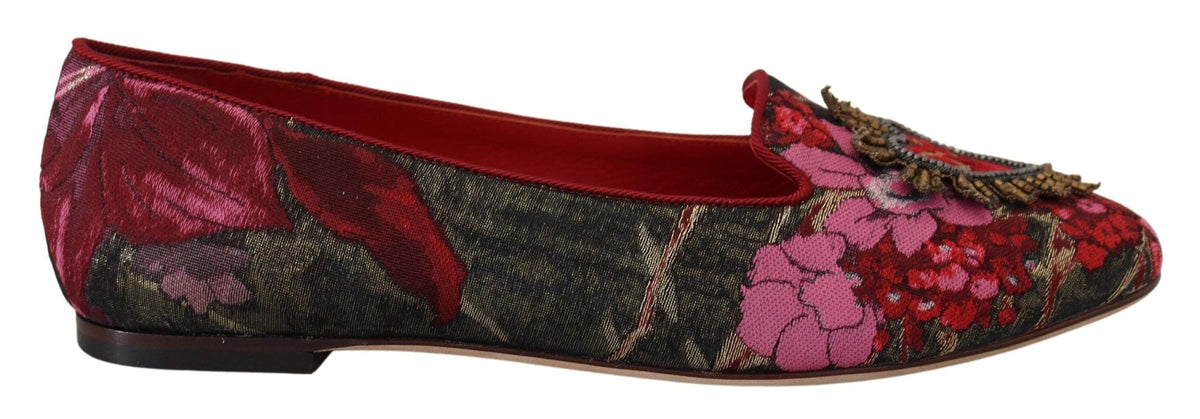 Ballerines en cuir et tissu multicolores Dolce &amp; Gabbana avec patch Sacré-Cœur