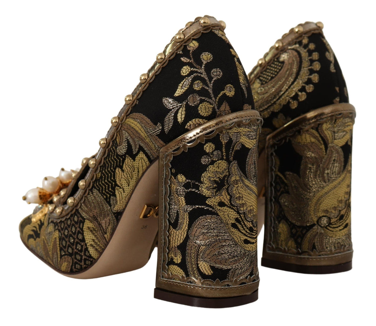 Elegantes zapatos de salón con brocado en jacquard dorado de Dolce &amp; Gabbana