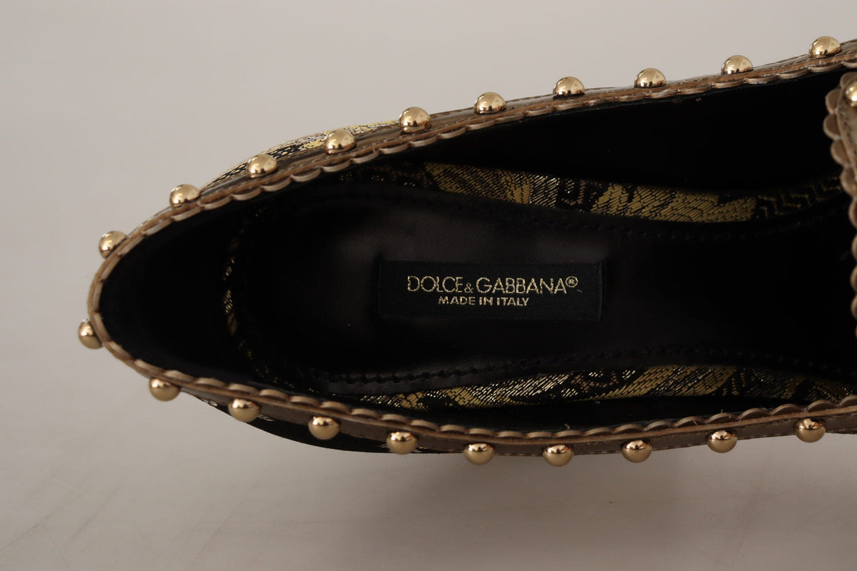 Elegantes zapatos de salón con brocado en jacquard dorado de Dolce &amp; Gabbana