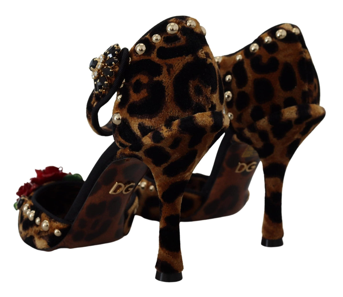 Sandalias de tacón con tiras en el tobillo y estampado de leopardo elegante de Dolce &amp; Gabbana