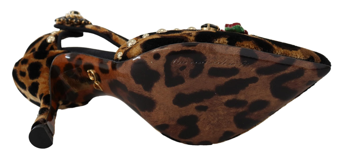 Sandalias de tacón con tiras en el tobillo y estampado de leopardo elegante de Dolce &amp; Gabbana