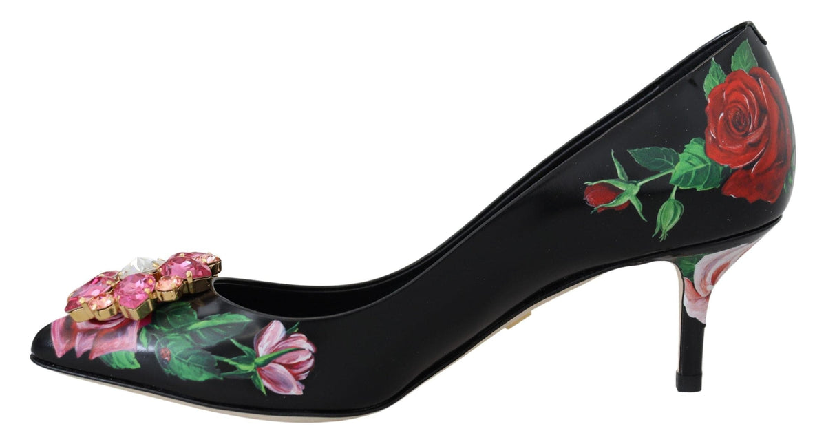 Elegantes zapatos de tacón con cristales y flores de Dolce &amp; Gabbana