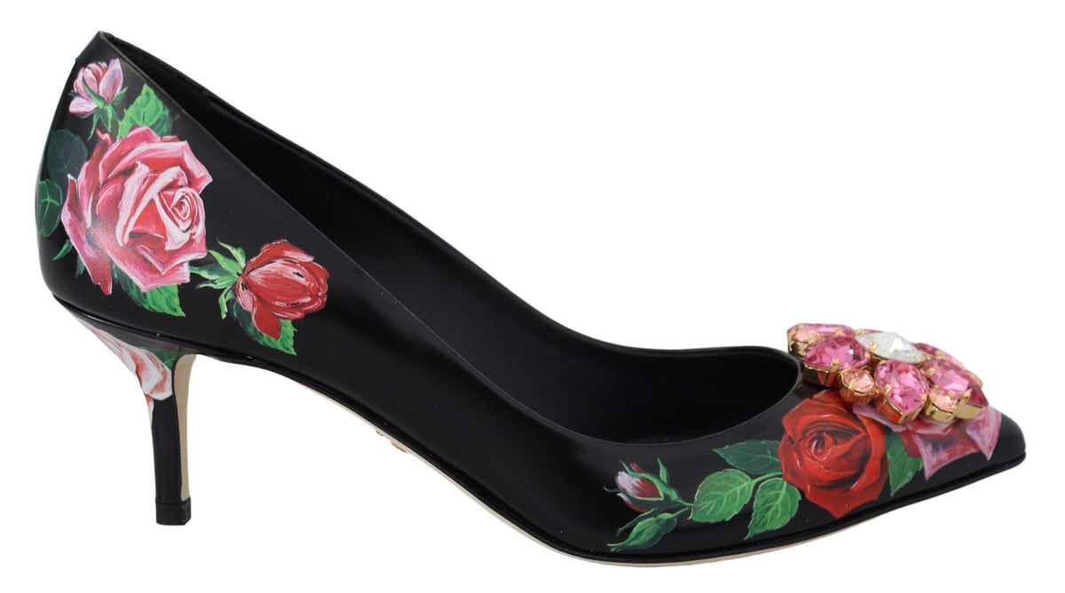 Elegantes zapatos de tacón con cristales y flores de Dolce &amp; Gabbana