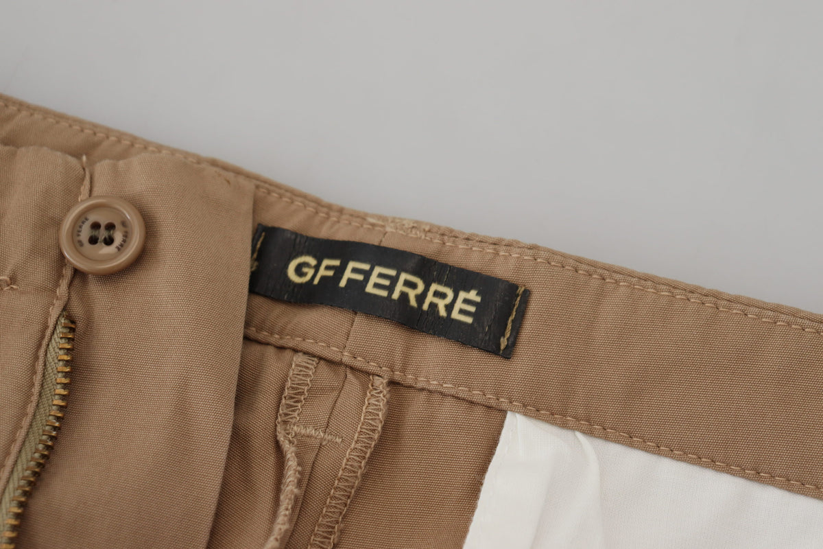 Pantalon chino coupe droite marron élégant GF Ferre