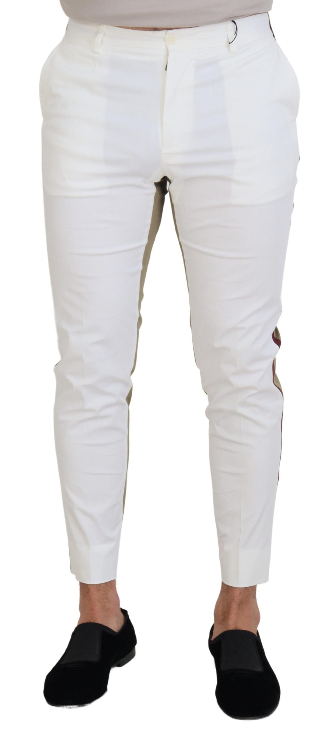 Pantalon en coton chic bicolore blanc et marron Dolce &amp; Gabbana