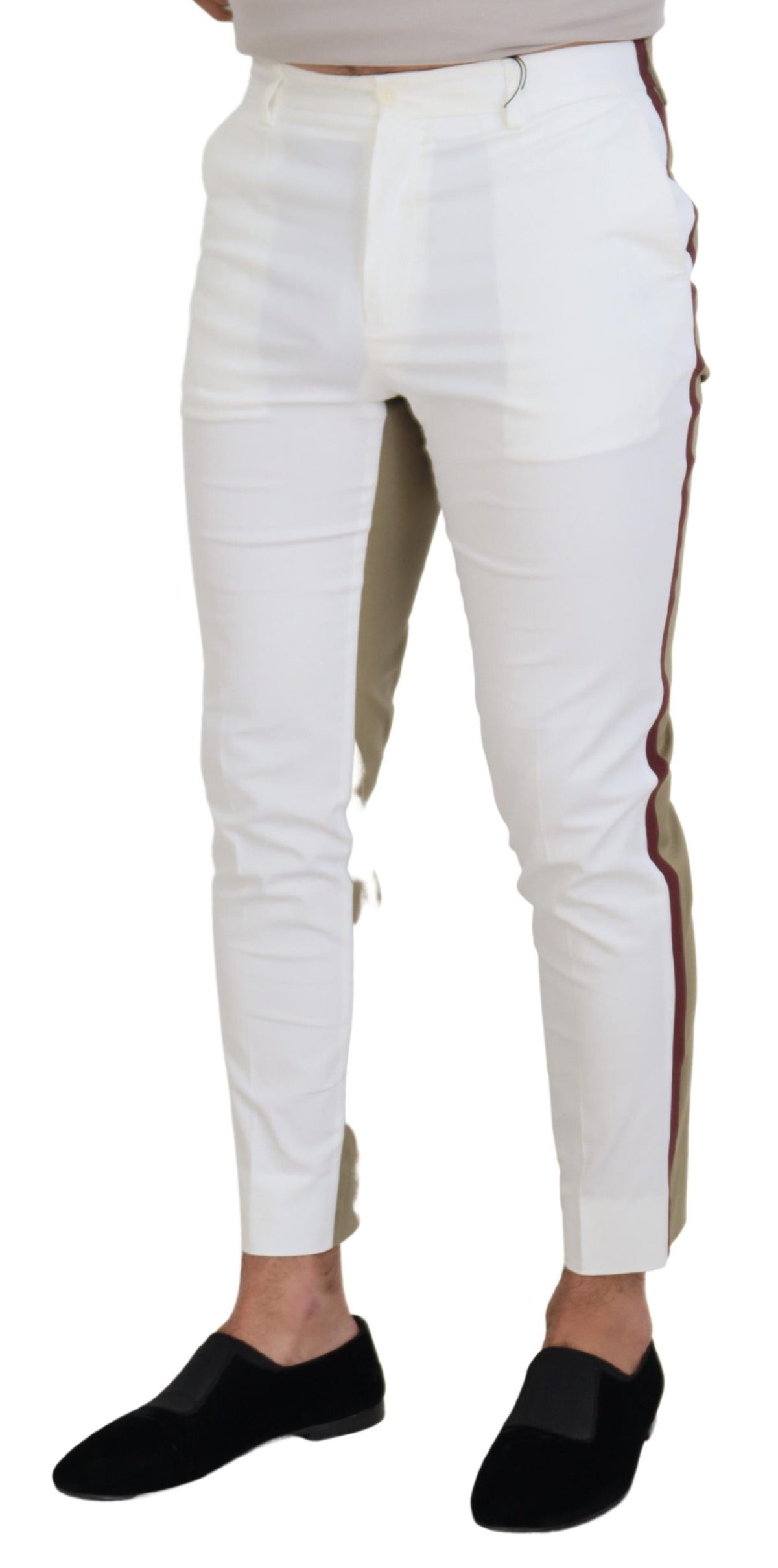 Pantalon en coton chic bicolore blanc et marron Dolce &amp; Gabbana