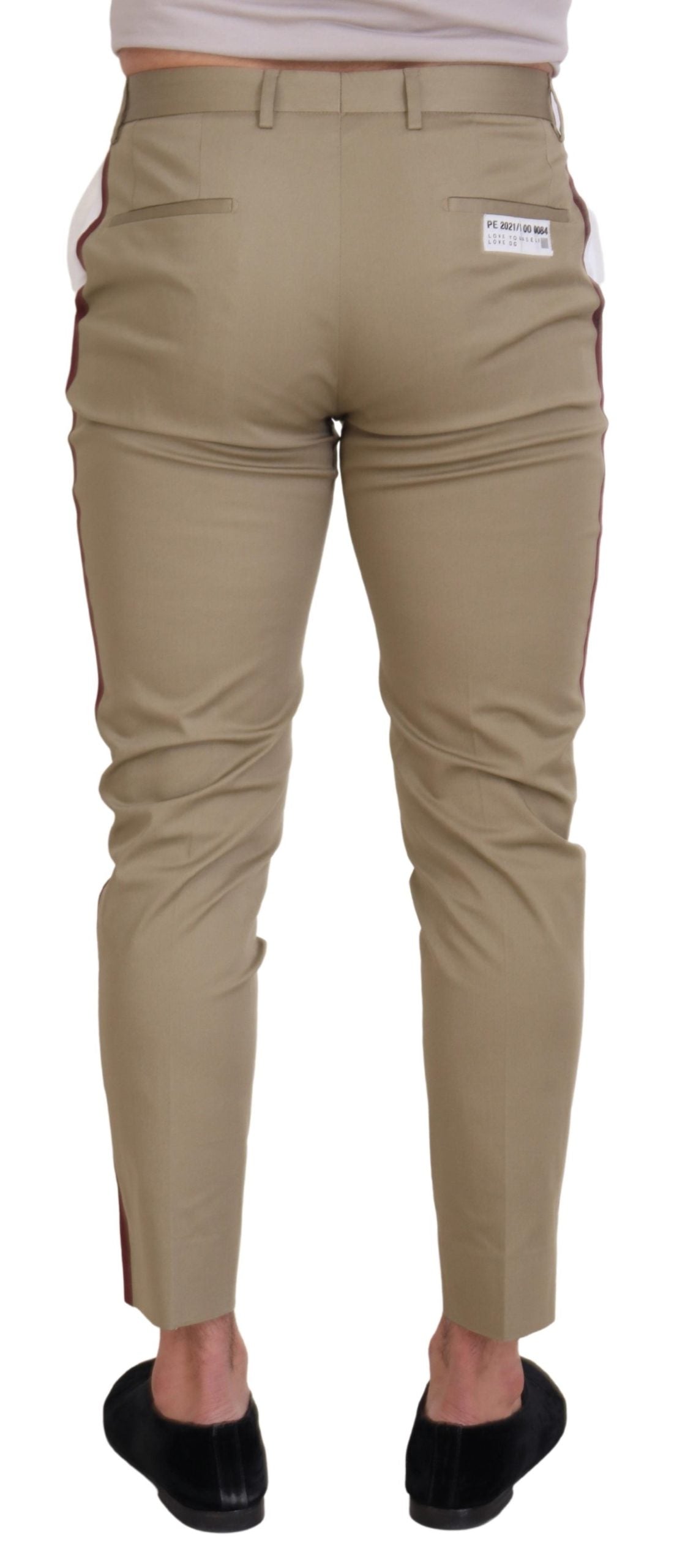 Pantalon en coton chic bicolore blanc et marron Dolce &amp; Gabbana