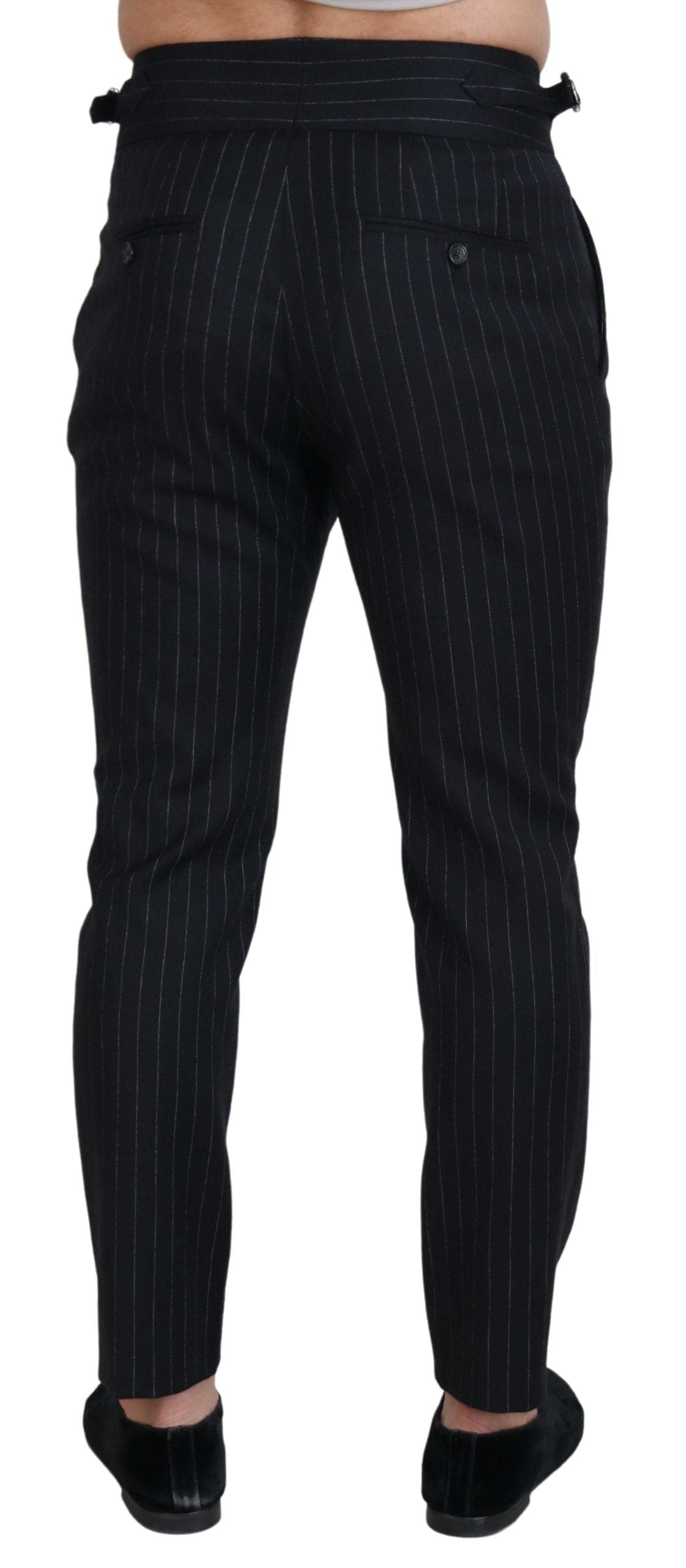 Dolce & Gabbana Elegant Black Striped Wool Blend Trousers