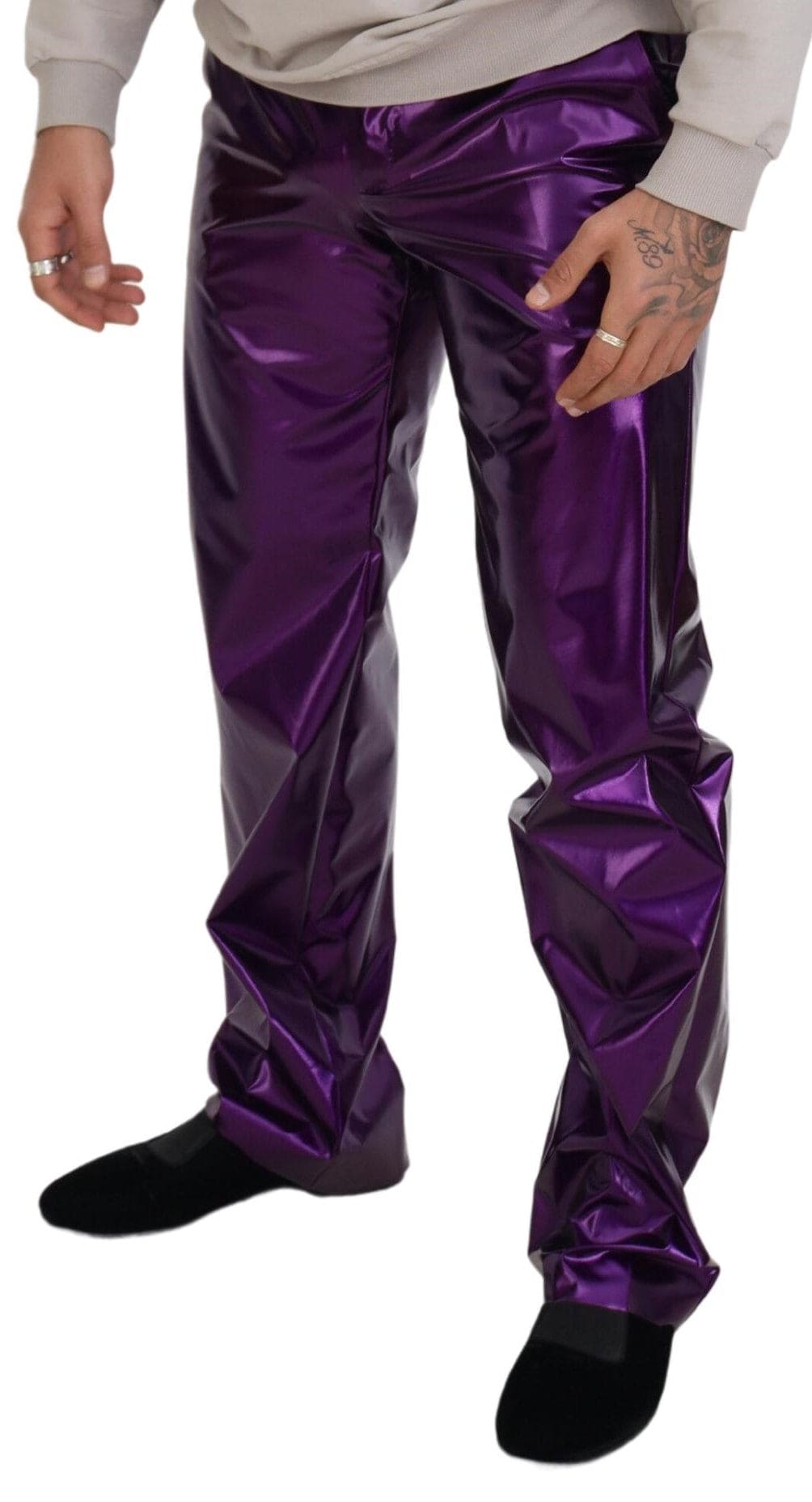 Pantalon coupe droite violet brillant élégant Dolce &amp; Gabbana