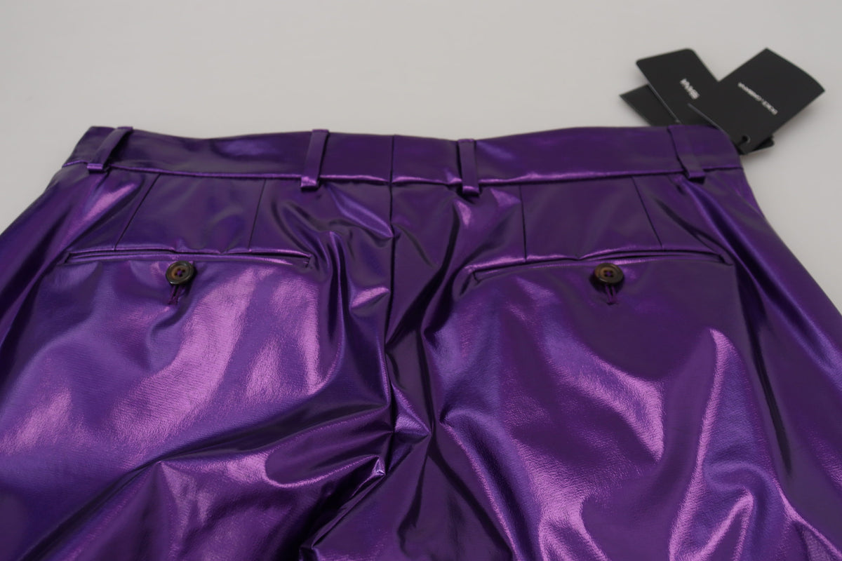 Pantalon coupe droite violet brillant élégant Dolce &amp; Gabbana