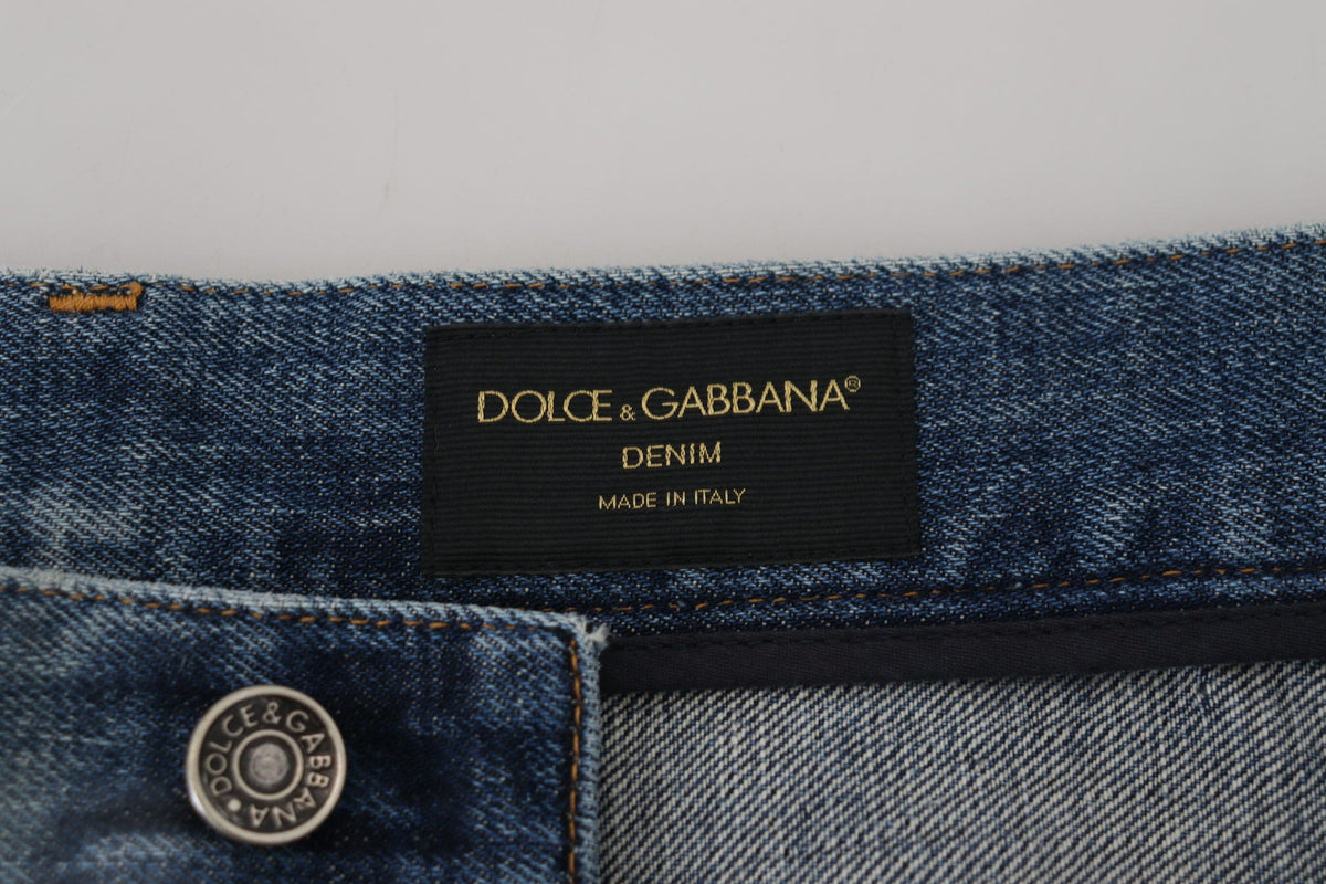 Impresionantes jeans italianos de mezclilla desgastada de Dolce &amp; Gabbana